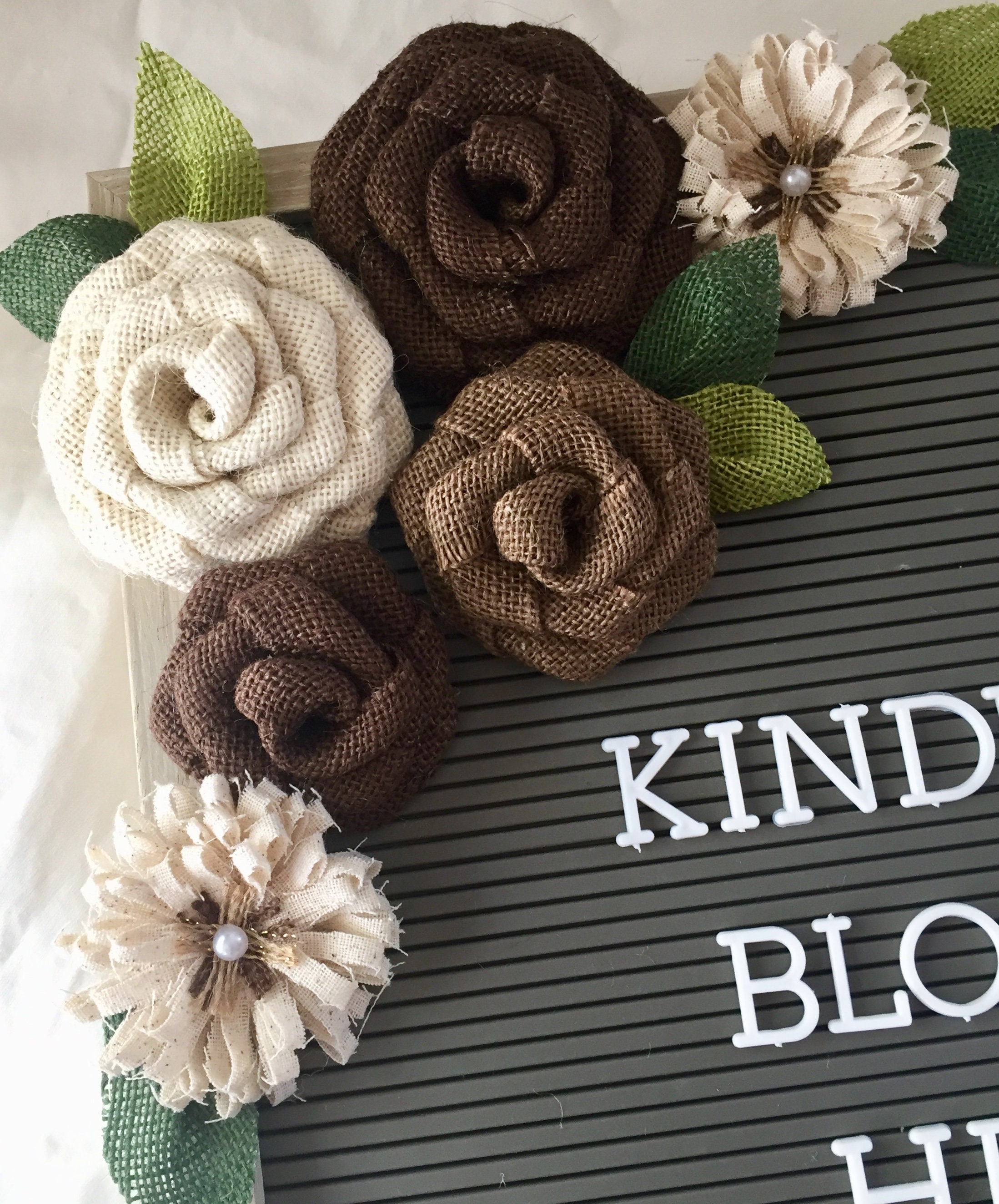 Brown Burlap Flower Set of 15 Burlap Flowers, Letter Board, Flower  Arrangement, Flower Kit, Rustic Flowers, Farmhouse Decor, Farmhouse 