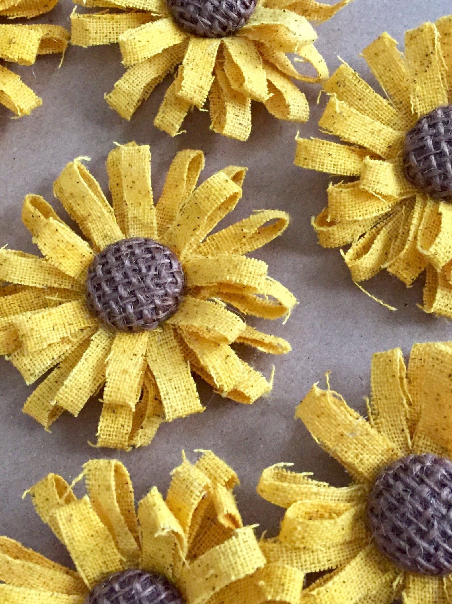 Mini Sunflowers 3 With Chocolate Brown Burlap Centers Etsy