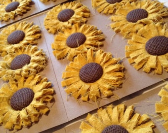 Golden Yellow Sunflowers - Country Farmhouse Wedding Decorations - Set of 6