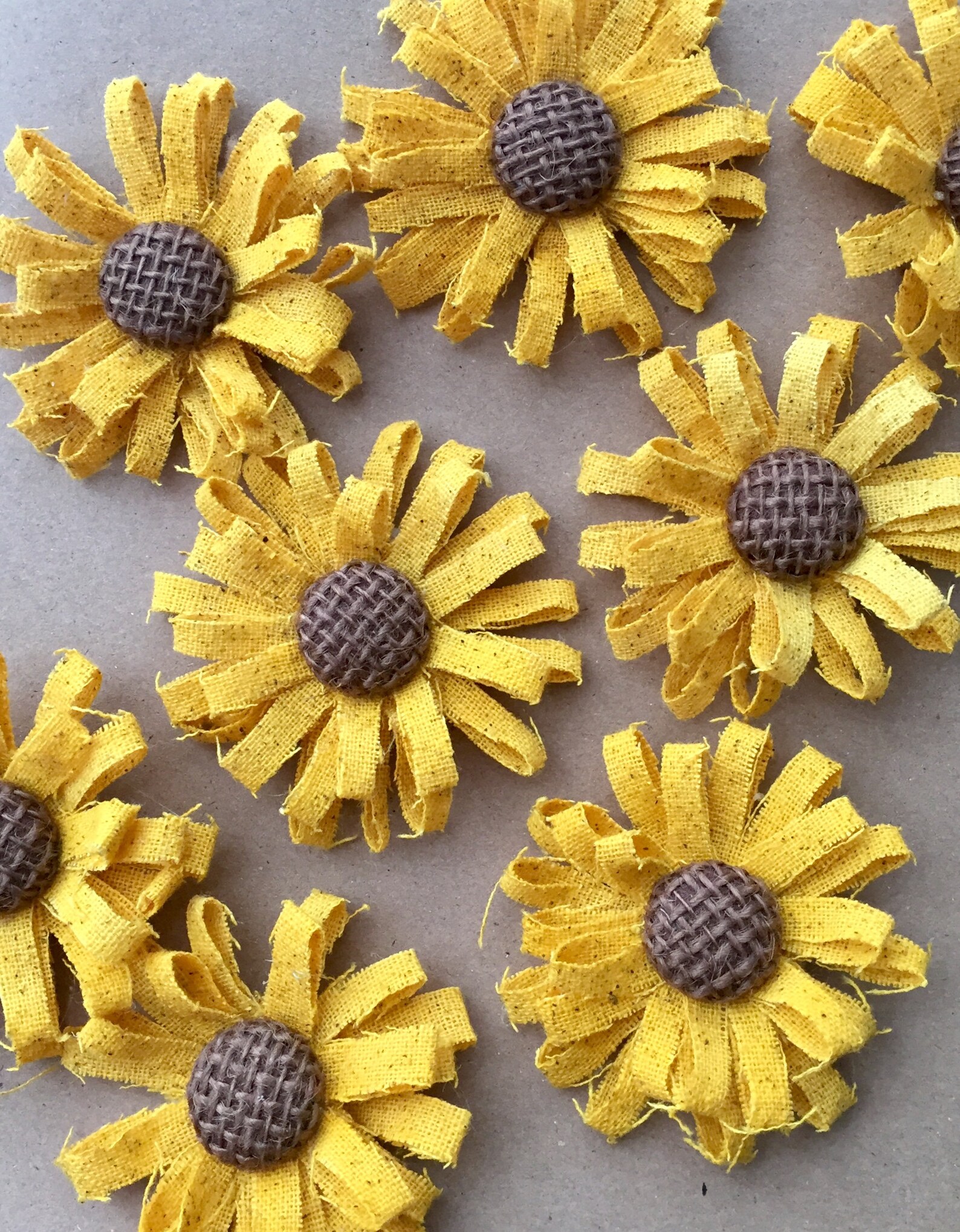 Mini Sunflowers 3 With Chocolate Brown Burlap Centers Etsy