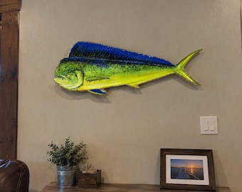 Wooden Epoxy Mahi Mahi Wall Mount