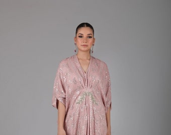 Pink Chikankari Kaftan