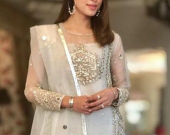 Pakistani White Nikkah Gharara