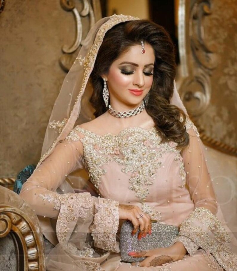 Pakistani Bridal Maxi Dress Long Pink Gown Bridal Dress | Etsy