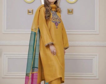 Mustard Rawsilk Shalwar Kameez