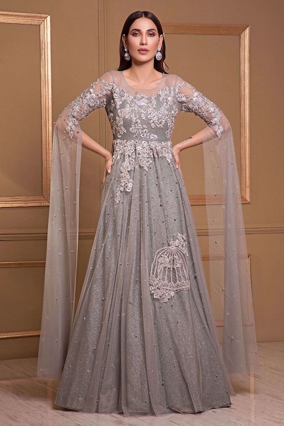 Buy Blue Net Designer Gown : 195573 - Gown