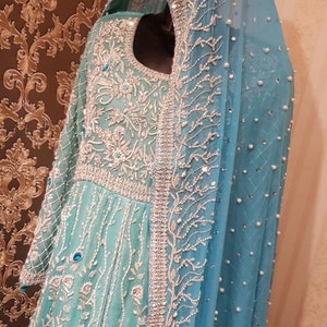 Pakistani Bridal Maxi Dress Long Blue Gown Bridal Dress - Etsy