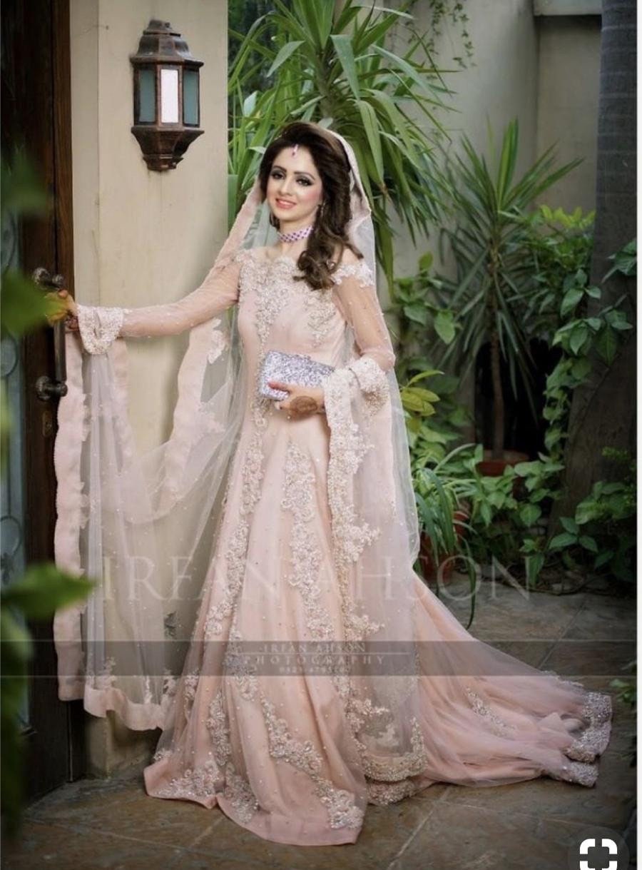 Pakistani Bridal Maxi Dress Long Pink ...