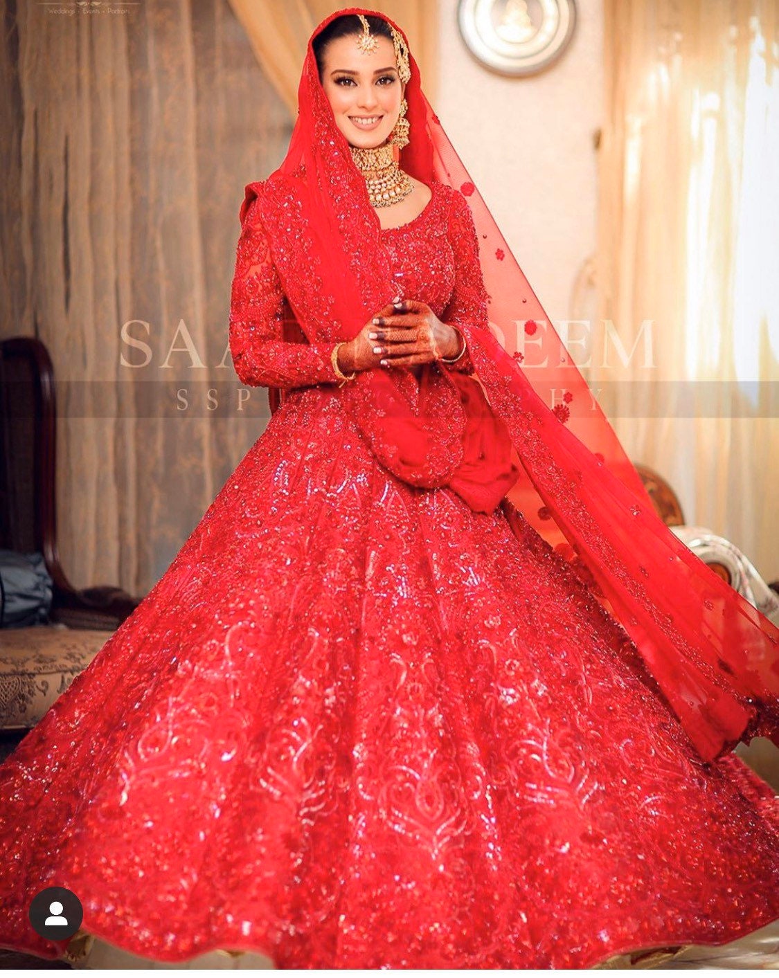 Pakistani bridal dress red Clearance