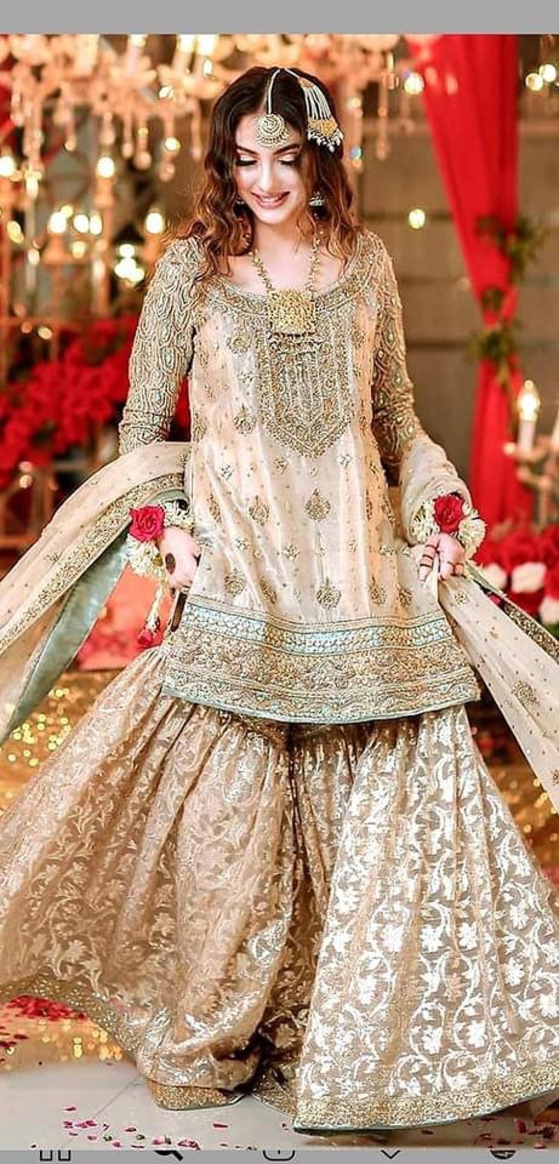 Pakistani Nikkah Gharara Dress Etsy