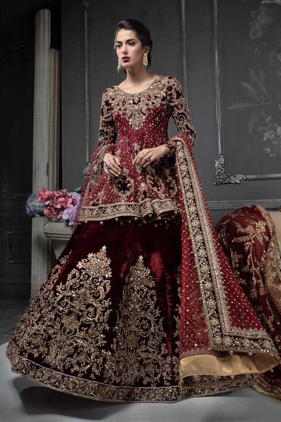 Maria B Inspired Red Wedding Dress 