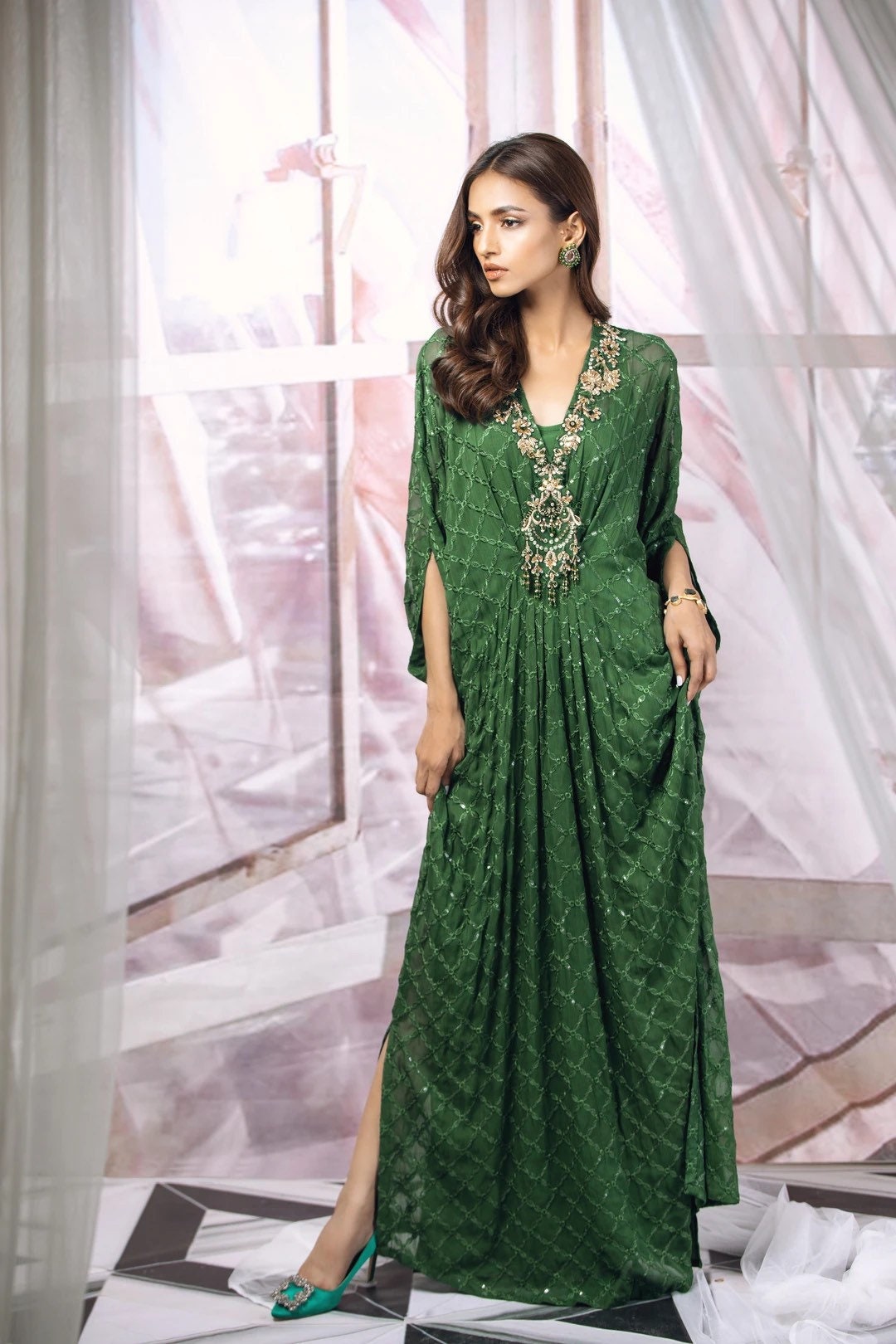 Emerald Green Kaftan Etsy