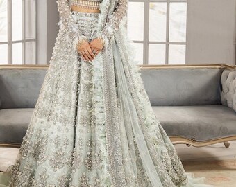 Silver Lehenga Choli for Pakistani Bridal Wear