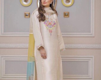 Ivory Rawsilk Shalwar Kameez