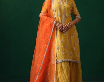 Yellow Mehndi Outfit with crushed pants