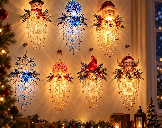 Crystal Cascade Christmas Light, Flat Acrylic Snowman Wall Decor for ...