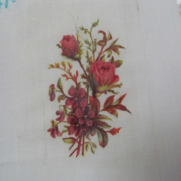 Circa 1920's - Pink Roses // Image Transfer for Wood Tile Glass 3" x 1.75" // Original 100 Years Old Antique Not Reproduction Not Waterslide