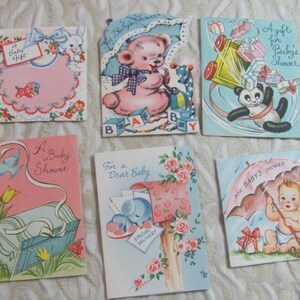 Veel kaarten voor een nieuw baby - Gebruikte vintage jaren 1950 - Kleine cadeaubonnen **Gratis verzending per brief*