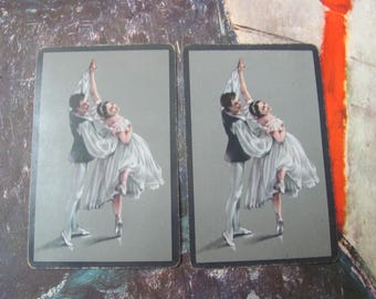 2 enkele geruilde speelkaarten //ballet vintage kaart uit het midden van de eeuw Individueel verzamelen *Gratis verzending per brief*. Nog veel meer in mijn shop!