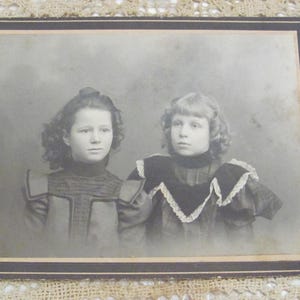 Original Photograph Antique Circa Dated 1898 // Photo Portrait of Children Sisters // RPPC CDV Cabinet Card 19th Century