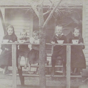 Original Photograph Antique Circa Late 1800's // Family Portrait Children Farmhouse Victorian Edwardian Cabinet Card Mounted Photo