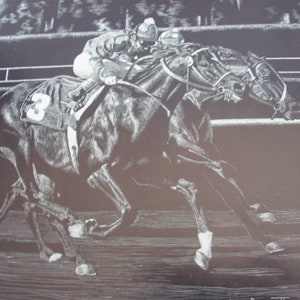 Droguett Print Circa 1979 &quot;Home Stretch&quot; On Paper Black and White Etching 8.5&quot; x 11&quot; - Many others to choose from