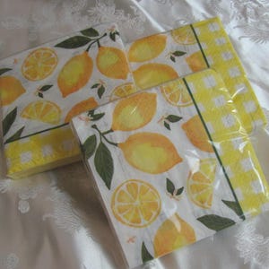 Yellow Lemons Floral Paper Napkins for Decoupage Collage Paper Arts // 2 Ply - 10&quot; 13cm Square // Price is for 3 packages