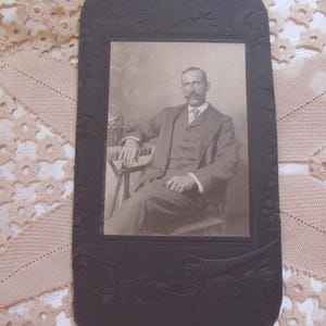Original Photograph Antique Circa Late 1800's // Older Man Moustache Victorian Edwardian 19th Century CDV Cabinet Card Mounted Photo 4" x 7"
