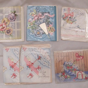 Shower Note Cards - 6 Vintage Gift Cards with Envelopes Assorted  - Unused 1940&#39;s (#16)