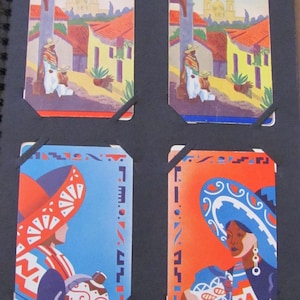 4 cartes à jouer à échanger unique - sombrero mexicain du Mexique / / vintage individuel collectionner des albums de scrapbooking du milieu du siècle * expédition au tarif lettre gratuite *