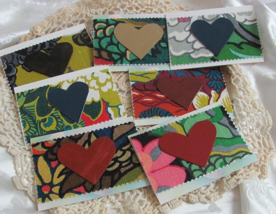 Set of 7 Handmade Note Cards With Envelopes - Colorful Textile ...