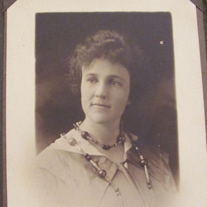Original Photograph Antique Circa Late 1800's // Signed Photo of a Lady Woman Long Cardboard Folding Frame 10" x 4"