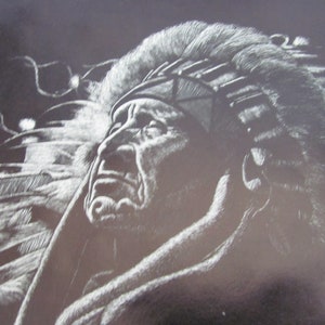 Droguett Print Circa 1979 &quot;Regal Chief&quot; On Paper Black and White Etching 8.5&quot; x 11&quot; - Many others to choose from