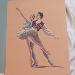 Pirouette Ballet Crown D'Amario / / Impression lithographie vers les années 40 / / Danse de ballerine / / Idéal pour encadrer des impressions d'art sans cadre 27,4 x 35,4 cm