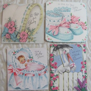 Een cadeau voor nieuwe baby's Veel kaarten - Gebruikt vintage jaren 1950 halverwege de eeuw - Kleine cadeaukaarten Wenskaarten // Hergebruik Recyclen Hergebruiken *gratis verzending