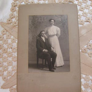 Original Photograph Antique Circa Late 1800's // Couple Portrait Woman Man Victorian Edwardian CDV Cabinet Card Mounted Photo 6" x 9"