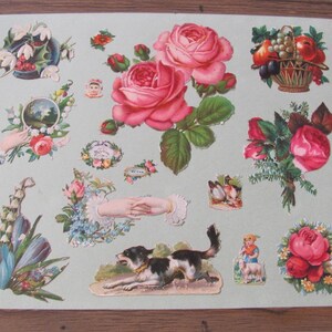 Lot de cartes téléphoniques anciennes découpées à l'emporte-pièce, vers E1900, L1800, victorien allemand en relief, bouquet de fleurs, chien, page d'album
