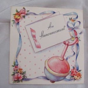 Babyaankondigingen: vintage aankondigingskaarten met envelop, ongebruikt jaren 40
