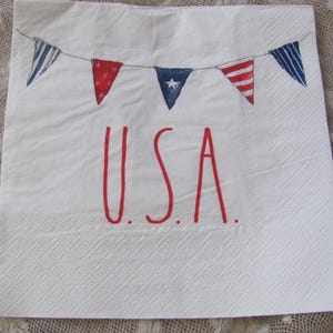 3 tovaglioli di carta Rae Dunn USA, America del 4 luglio, per decoupage, collage, arte, 2 strati, 13 pollici, 16 cm quadrati, il prezzo si intende per 3 tovaglioli
