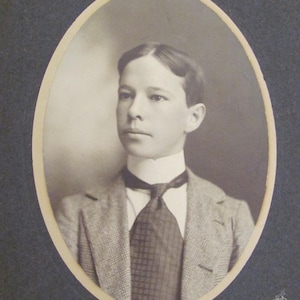 Original Photograph Antique Circa Late 1800's // Young Man Victorian Edwardian 19th Century CDV Cabinet Card Mounted Photo Oval