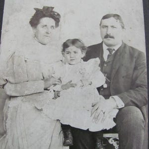Original Photograph Antique Circa 1800's // Photo Portrait of Family Man Woman Child // RPPC CDV Cabinet Card 19th Century Early