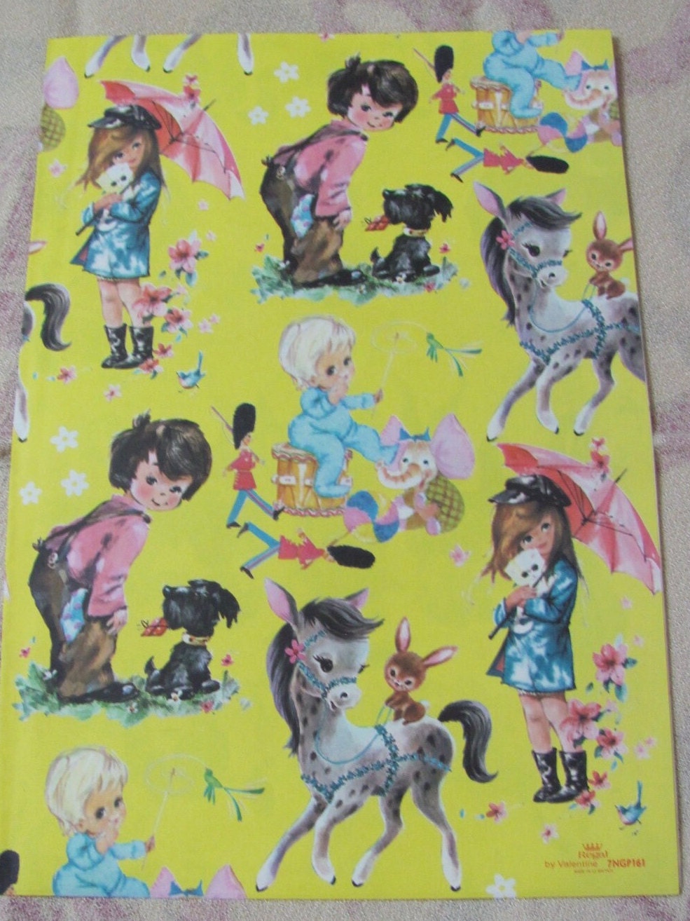 Vintage Wrapping Paper Full Sheet 28" x 20" - Mid Century Children Colorful All Occasion Birthday - Many others to choose from!
