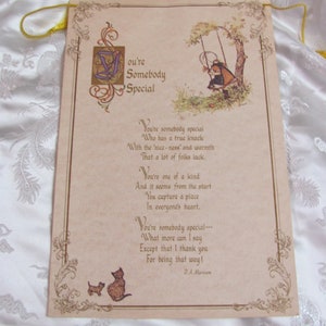 Holly Hobbie Treasures  &quot;Somebody Special&quot; Oversize Giant Vintage Greeting Card Unused Circa 1980&#39;s Poem DA Marcum 12&quot; x 8&quot;