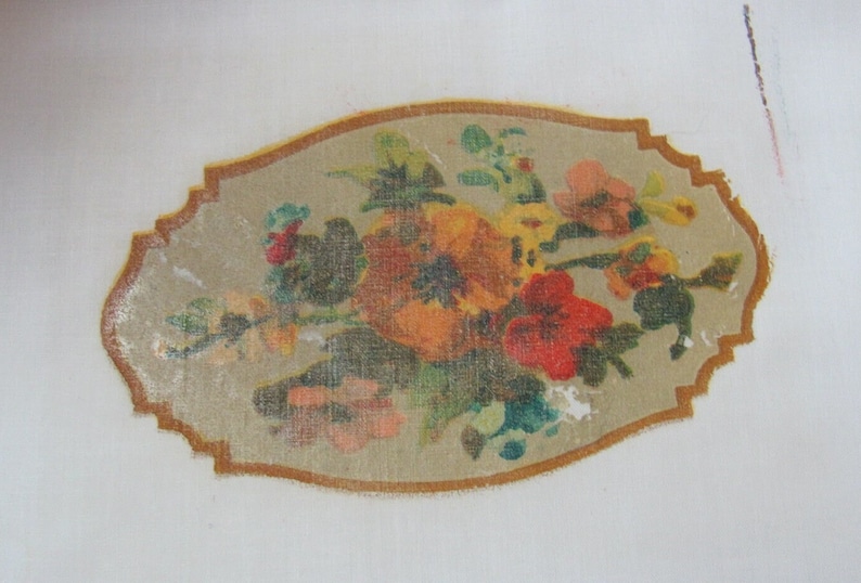 Circa 1920's Floral Oval // Image Transfer for Wood Furniture Tile 4 x 3 // England Original Antique Not Reproduction Not Waterslide image 1