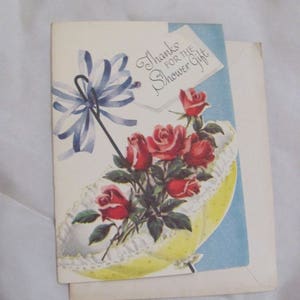 Bedankkaart - Vintage douchecadeaukaart met envelop - ongebruikt jaren 40 **Gratis verzending per brief*