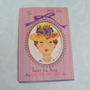 Cartão comemorativo vintage dos anos 1950 / Cartão de Páscoa Pop Up To Mom with Love com chapéu Halo - Temos muitos outros para você escolher! **Frete grátis com frete por carta*