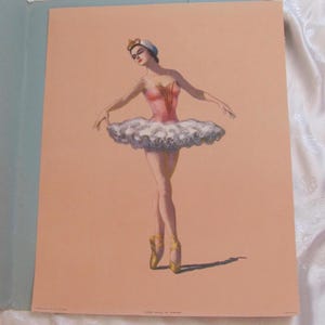 Pirouette Ballet Crown D'Amario / / Impression lithographie vers les années 40 / / Danse de ballerine / / Idéal pour encadrer des impressions d'art sans cadre 27,4 x 35,4 cm