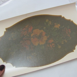 Circa 1920's // Große schwarze ovale Abziehbild-Aufkleber für Holzmöbelfliesen 4.5 "x 8" // Original, keine Reproduktion, keine Wasserrutsche