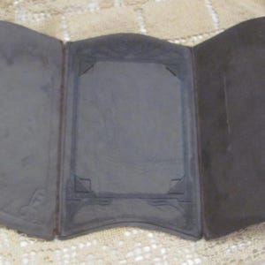 Original Photograph Tri Fold Frame Antique Circa Early 1900's Art Deco Embossed  4" x 6"