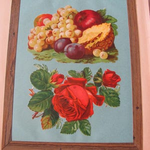 Lot de cartes de visite anciennes découpées à l'emporte-pièce, vers E1900, L1800, victorien allemand en relief, fleurs de fruits, grande page d'album